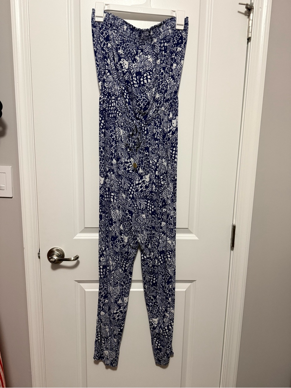 Lilly Pulitzer for Target Navy and White Printed Strapless Jumpsuit
